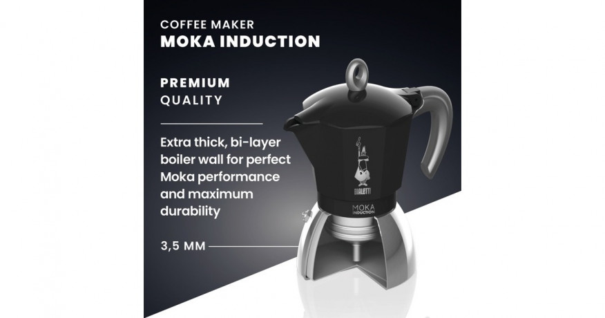 Bialetti Bialetti Moka Induction, Espressomaschine schwarz/silber, 2 Tassen  schwarz, silber Bialetti Moka Induction, кофемашина для эспрессо черный/серебристый, 2 чашки