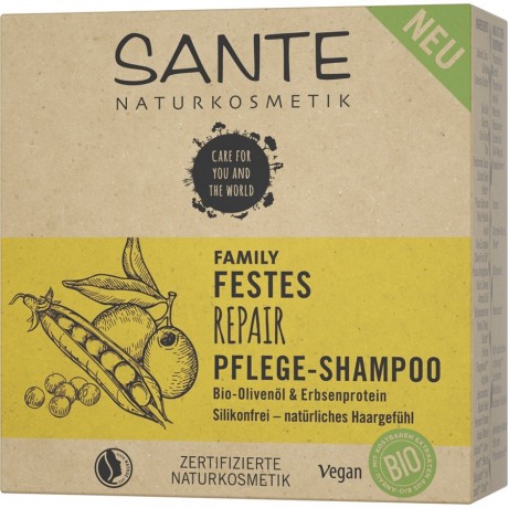Sante Festes Repair Pflege-Shampoo Bio-Olivenoll & Erbsenprotein Твердый восстанавливающий шампунь с органическим оливковым маслом и гороховым протеином