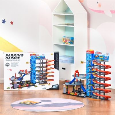 HOMCOM Kinder Parkhaus mit Rennbahn und Zubehor Детская автостоянка с ипподромом и аксессуарами