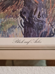 Картина винтажная "Вид на Арль" Винсент Ван Гог, золотистая рама, 43 x 35 см, Германия, 1960-70гг.