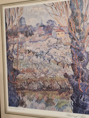 Картина винтажная "Вид на Арль" Винсент Ван Гог, золотистая рама, 43 x 35 см, Германия, 1960-70гг.