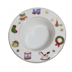 Подсвечник винтажный Schrinding Bavaria с рождественским декором, фарфор, 8 x 4 см, Германия, 1960-70гг.