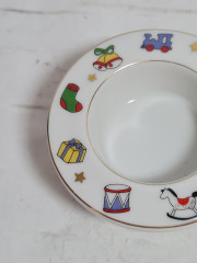 Подсвечник винтажный Schrinding Bavaria с рождественским декором, фарфор, 8 x 4 см, Германия, 1960-70гг.