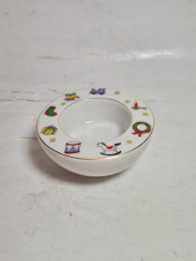 Подсвечник винтажный Schrinding Bavaria с рождественским декором, фарфор, 8 x 4 см, Германия, 1960-70гг.