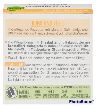 alverde NATURKOSMETIK Festes Shampoo mit Mandel-Duft, Алтерра Твердый шампунь с ароматом миндаля 60гр