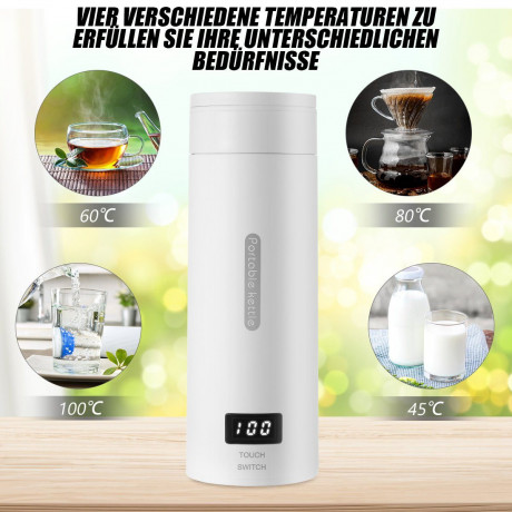 iscooter iscooter Reise-Wasserkocher Reisen Elektrische Wassertasse, 300W Schnellkoch-Teekanne-Heizbecher, 300,00 W, Wasserkocher mit Temperatureinstellung Automatischer Abschaltung Дорожный чайник iscooter, дорожная электрическая чашка для воды, 300 Вт