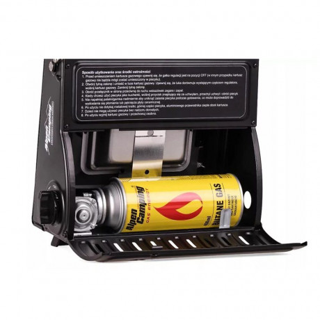 Alpen Camping Alpen Camping Gaskocher IK1100, 2 in 1 Funktion: Heizung Kocher; Regulierbar; Automatische u. Benutzerfreundliche Piezo-Zundung Газовая плита Alpen Camping IK1100, 2 в 1 Функция: нагревательная плита; Регулируемый; Автоматическое и удобное