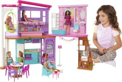 Складной кукольный домик с мебелью и куклами