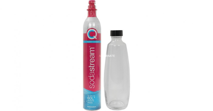SodaStream SodaStream Quick Connect CO?-Reservezylinder +1 Glaskaraffe, fur Wassersprudler pink, mit Quick-Connect Verschluss pink Резервный баллон для CO? SodaStream Quick Connect + 1 стеклянный графин, для приготовления газированной воды, розовый, с за