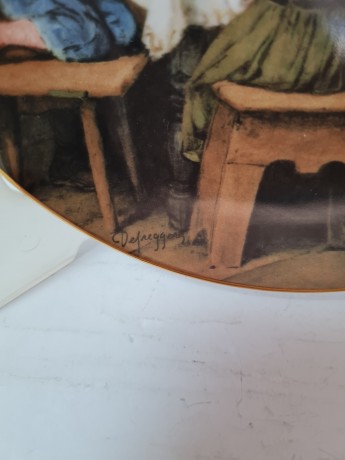 Тарелка декоративная винтажная Lilien Porzellan "Молитва перед ужином", коллекционная, №154K, худ. Ф. Дефреггер, 20 см, Австрия, 1988г.