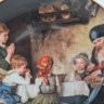 Тарелка декоративная винтажная Lilien Porzellan "Молитва перед ужином", коллекционная, №154K, худ. Ф. Дефреггер, 20 см, Австрия, 1988г.