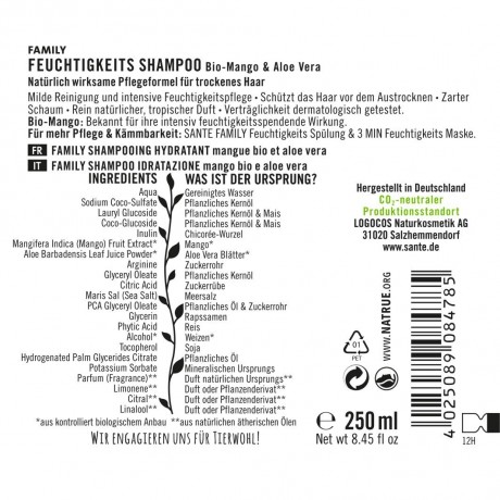Sante Family Feuchtigskeits Shampoo Mango & Aloe Vera 950ml Семейный увлажняющий шампунь манго и алоэ вера 950мл