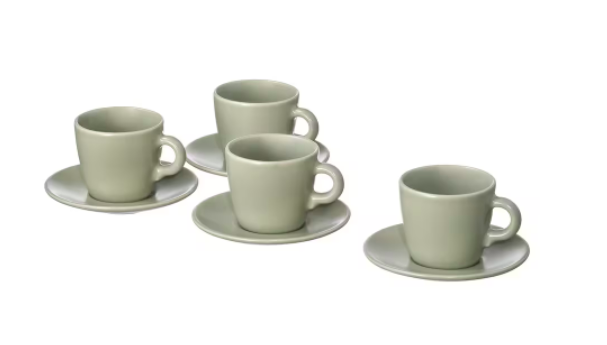 Ikea FARGKLAR Tasse mit Untertasse, mattiert grun, 7 cl, Икеа ФЭРГКЛАР Кофейная чашка 70мл с блюдцем, матовая поверхность цвет зеленый, 4 штуки Ikea FARGKLAR Tasse mit Untertasse, mattiert grun, 7 cl, Икеа ФЭРГКЛАР Кофейная чашка 70мл с блюдцем, матовая поверхность цвет зеленый, 4 штуки