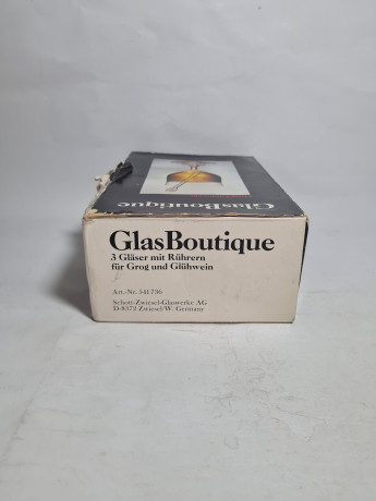 Набор бокалов винтажных Schott Zweisel / Glas Boutique с ложками, заводская упаковка, стекло, 3 шт., Германия, 13 см, 1970-80гг.