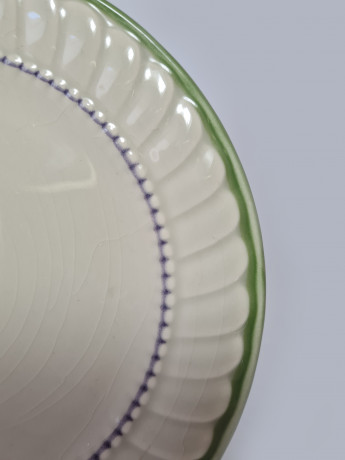 Zeller Keramik Винтажная тарелка с фактурным краем и зеленым ободком, 17,5см, Германия, 1960-70гг.