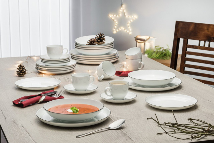 Seltmann Weiden Seltmann Weiden Kaffeeset LIDO Black Line 18tlg Weiss Кофейный набор Seltmann Weiden LIDO Black Line 18 предметов