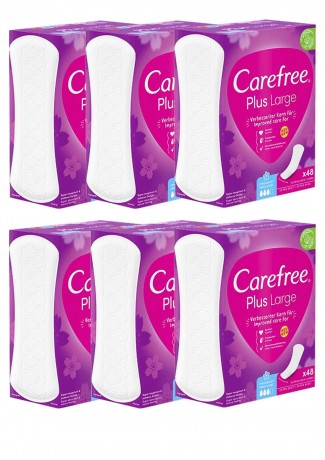 Carefree Slipeinlage Plus Large mit Frischeduf, Прокладки ежедневные Large Plus Fresh с ароматом свежести, 48 шт, 6 упаковок (288 шт)