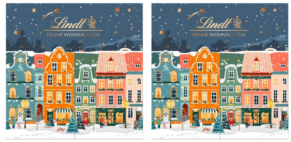Lindt Winterhauser 2025 Advent Calendar 153 g х 2stk, Линдт Адвент-календарь 2025, 24 сладких сюрприза, 36см х 36см, 153 грамма x 2 шт