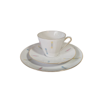 Чайное трио винтажное Winterling Roslau Bavaria, белый фарфор с разноцветным узором и позолотой, 10 x 6,5 см / 14,5 см / 19,5 см, Германия, 1960-70гг.