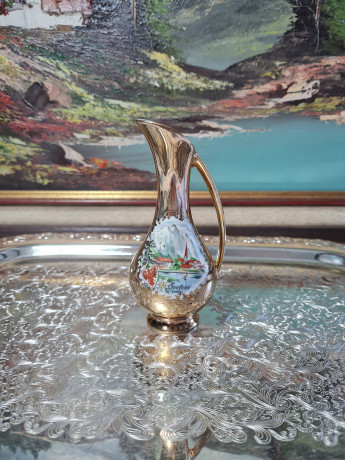 Ваза-кувшин винтажная Eigl Austria с изображением Зеефельда (Тироль), фарфор, 13 см, Австрия, 1970-80гг.