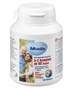 Mivolis A-Z Komplett ab 50 Tabletten Комплексные витамины против старения От А до Z Komplett, для людей старше 50 лет, 100 шт