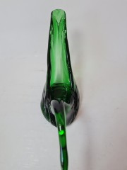 Ваза-подставка из муранского стекла &quot;Зеленый лебедь&quot;, Италия, 13см х 22см, 1960-70гг.