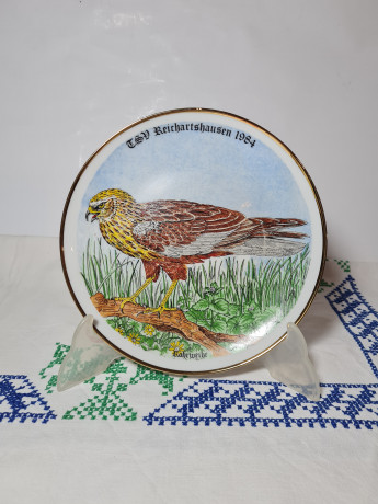 Winterling Roslau Bavaria Винтажная декоративная тарелка с позолоченным ободком "Райхартсхаузен", 19,5см, Германия, 1984г.