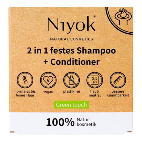 Niyok 2in1 festes Shampoo+Conditioner Green touch 80g Твердый шампунь+кондиционер 2в1 Зеленое прикосновение 80г