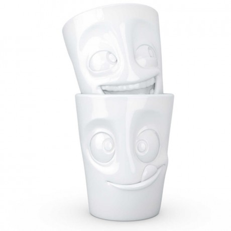 Fiftyeight Products TV Tassen Becher ohne Henkel Set 2-tlg. - lachend & lecker 0,35 L Набор чашек для телевизора без ручки 2 шт. - смеющийся и вкусный 0,35 л
