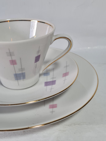 Чайное трио винтажное Schumann Arzberg Bavaria в пастельных тонах, фарфор, Германия, 1970-80гг.