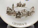 Тарелка декоративная винтажная Sophienthal "1200 лет Громбаху", юбилейная, фарфор, 30 см, Германия, 1989 год.