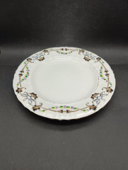 Тарелка винтажная N.G.F с растительным узором по краю, фарфор, 24 см, Германия, конец XVIII - нач. XIX вв.