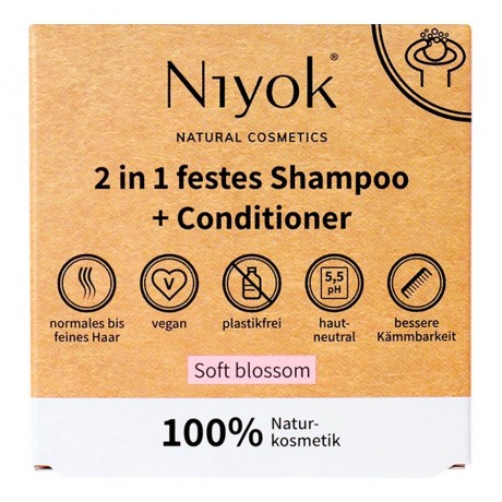Niyok 2in1 festes Shampoo+Conditioner Soft blossom 80g  Твердый шампунь+кондиционер 2в1 Мягкий цветок 80г