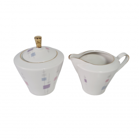 Набор для чая винтажный Schumann Arzberg Bavaria в пастельных тонах, сахарница, молочник, фарфор, Германия, 1970-80гг.