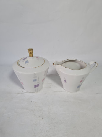 Набор для чая винтажный Schumann Arzberg Bavaria в пастельных тонах, сахарница, молочник, фарфор, Германия, 1970-80гг.