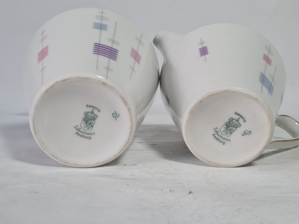 Набор для чая винтажный Schumann Arzberg Bavaria в пастельных тонах, сахарница, молочник, фарфор, Германия, 1970-80гг.