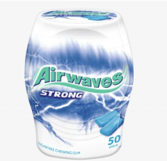 Airwaves Kaugummi, Strong, zuckerfrei, 50 St Жевательная резинка с ментолом и эвкалиптом без сахара 50 шт.