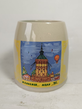 Немецкие пивные кружки винтажные Eichbaum Ureich "Мангеймерская ярмарка'92", растал, керамика, 4 шт., 0.5 л, 14 см, 1992 год.