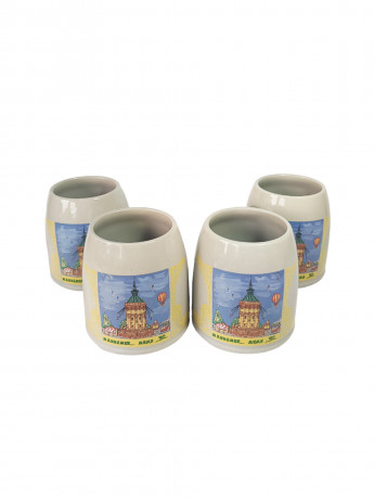 Немецкие пивные кружки винтажные Eichbaum Ureich "Мангеймерская ярмарка'92", растал, керамика, 4 шт., 0.5 л, 14 см, 1992 год.