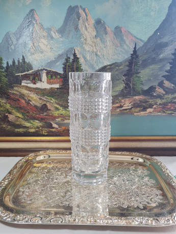 Ваза винтажная Bohemia с объемным декором, стекло, 26 см, Чехословакия, 1960-70гг.