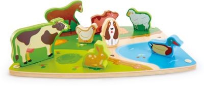 HAPE Steckpuzzle Bauernhoftiere Животные фермы головоломки