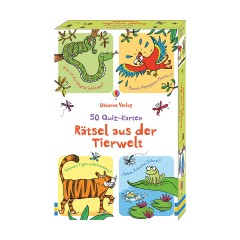 Usborne Verlag 50 Quiz-Karten: Ratsel aus der Tierwelt (Kinderspiel) 50 карточек-викторин: Загадки из мира животных (Детская игра)