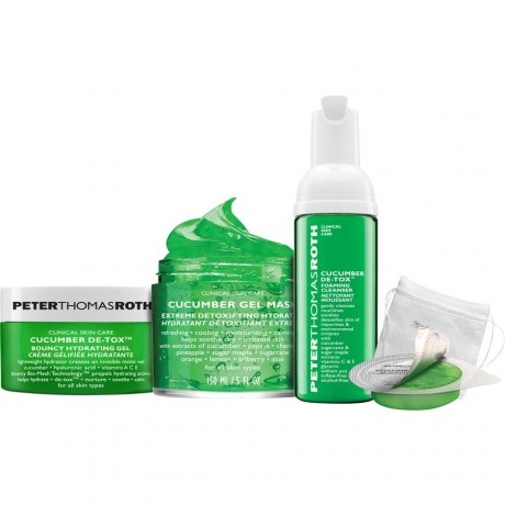 Peter Thomas (Питер Томас) Roth Cucumber De-Tox Hydrating & Smoothing Kit, Cucumber Gel Mask Extreme Detoxifying Hydrator 150 мл + Cucumber De-Tox Bouncy Hydrating Gel 15 мл + Cucumber De-Tox Foaming CLEAN (Клин)ser 50 мл + Cucumber De-Tox De-Puffing Eye